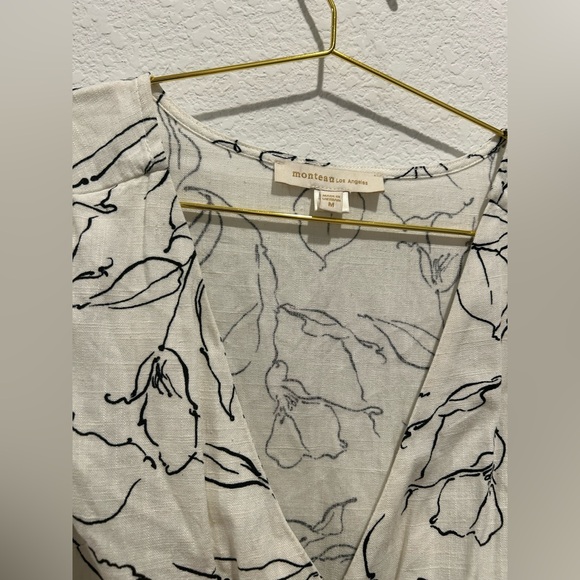 Anthropologie Monteau rayon Floral Print Ruffle babydoll mini wrap Dress - Picture 2 of 7